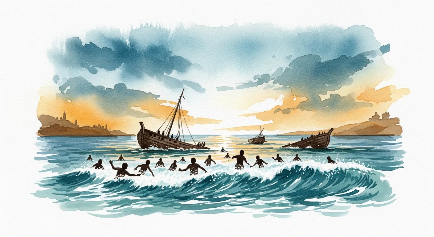 Shipwreck survivors reaching the Konkan shore